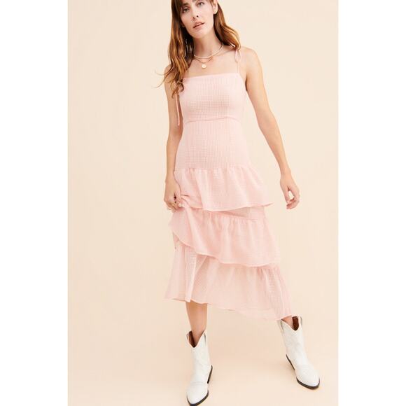 CAPULET Quinn Pink and White Gingham Chiffon Midi Size US XS - Picture 1 of 9